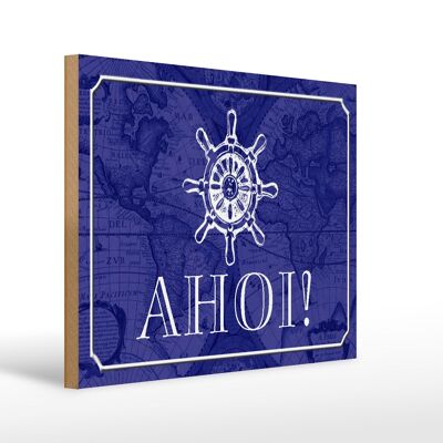 Cartello in legno con scritta 40x30 cm Ahoy, nave, barca marinaio