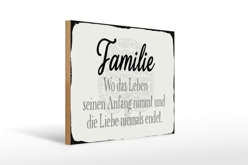 Holzschild Spruch 40x30cm Familie wo Leben Anfang nimmt