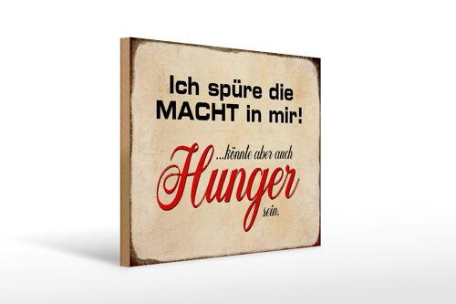 Holzschild Spruch 40x30cm spüre Macht in mir könnte Hunger