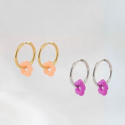 Set of 10 Flory hoop earrings