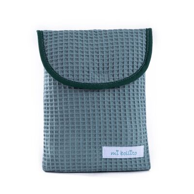 Windel- und Babytücher-Organizer-Tasche, 100 % geprägter Baumwollstoff, schneller Klettverschluss, praktisch und elegant.