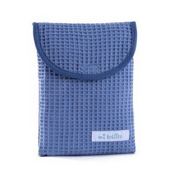 Sac organisateur de couches et lingettes pour bébé, tissu gaufré 100% coton, fermeture velcro rapide, pratique et élégant. 29