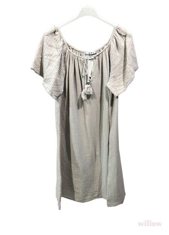 Robe courte à lien en gaze de coton 10