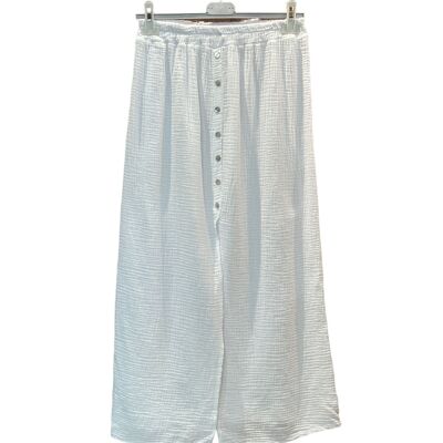 Buttoned cotton gauze skirt