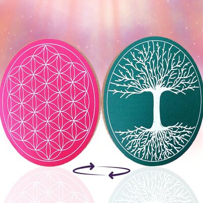 Wooden Flower of Life receptacle + Tree of life on the back