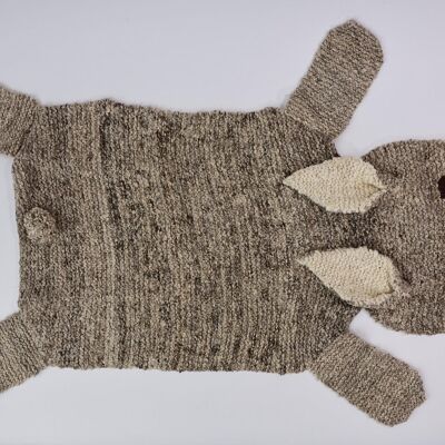 Gray rabbit rug in eco-responsible organic wool - PETER - Kenana Knitters