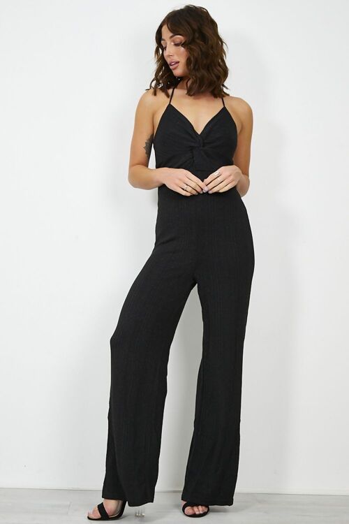 GLEAMED TWIST HALTER JUMPSUIT-E3792