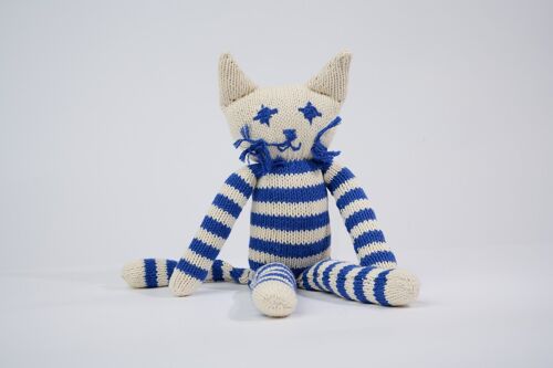 Handmade soft toy in GOTS certified organic cotton - cat - MALO - Kenana Knitters