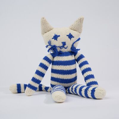 Handmade soft toy in GOTS certified organic cotton - cat - MALO - Kenana Knitters