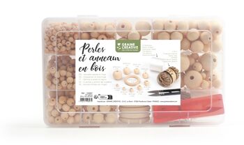 BOITE PERLES ET ANNEAUX  BOIS 747 PCS 1