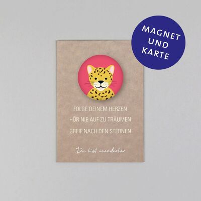Set magnet with postcard Gitte Leopard