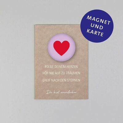 Set Magnet mit Postkarte Helene Herz