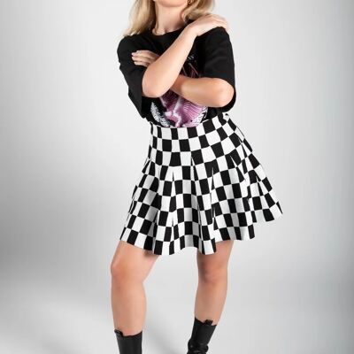 MONOCHROME HIGH WAISTED TENNIS SKIRT-AA3409