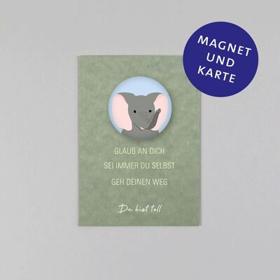 Set aimant avec carte postale Gitte Elephant