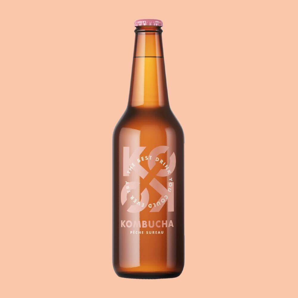 KOKO Kombucha - Holunderpfirsich (Grüner Tee / Schwarzer Tee - Alkoholfrei - Biologisch - Französisch - Glutenfrei - Wenig Zucker)