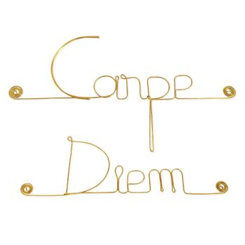 Décoration Murale en Fil de Laiton Doré "Carpe Diem" - à punaiser - Bijoux de Mur 1