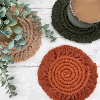 Macrame Kit Coasters - Terre cuite, avocat et biscuit - Kit d'artisanat pour adultes et adolescents 7