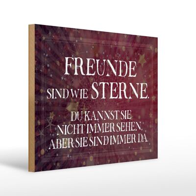 Holzschild Spruch 40x30cm Freunde sind wie Sterne Geschenk