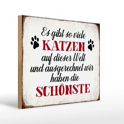 Holzschild Spruch 40x30cm wir haben die schönste Katze