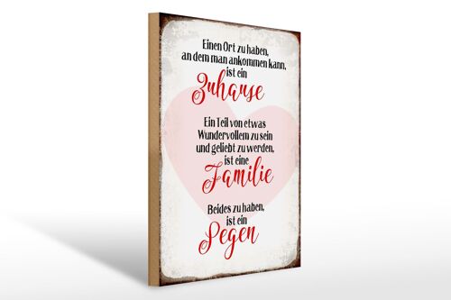 Holzschild Spruch 30x40cm Zuhause Familie Segen Herz