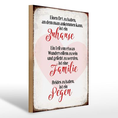 Holzschild Spruch 30x40cm Zuhause Familie Segen Herz