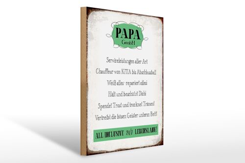 Holzschild Spruch 30x40cm Papa GmbH 24/7 lebenslang