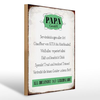 Cartello in legno con scritta 30x40 cm Papa GmbH 24 ore su 24, 7 giorni su 7 per la vita