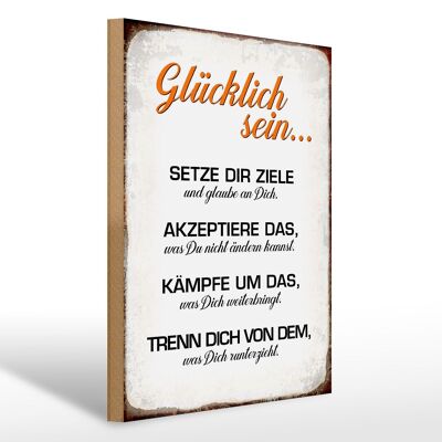 Holzschild Spruch 30x40cm glücklich sein glaube an dich