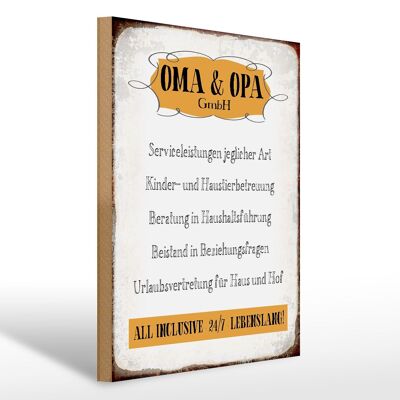 Holzschild Spruch 30x40cm Oma Opa GmbH 24/7 lebenslang