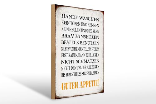 Holzschild Spruch 30x40cm Hände waschen guten Appetit