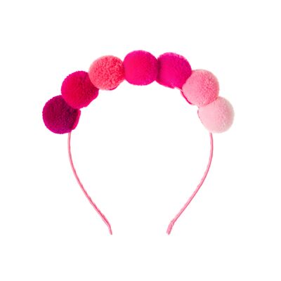 Fascia per capelli Pom Pom con piccoli pon pon rosa