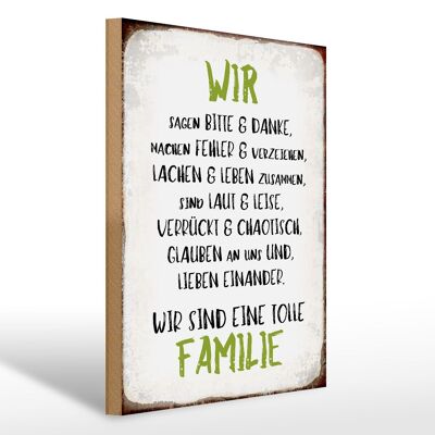 Cartello in legno 30x40 cm con scritta "Siamo una grande famiglia".