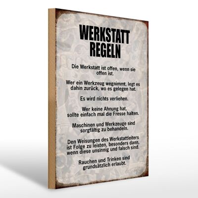 Holzschild Spruch 30x40cm Werkstatt Regeln Werkzeug