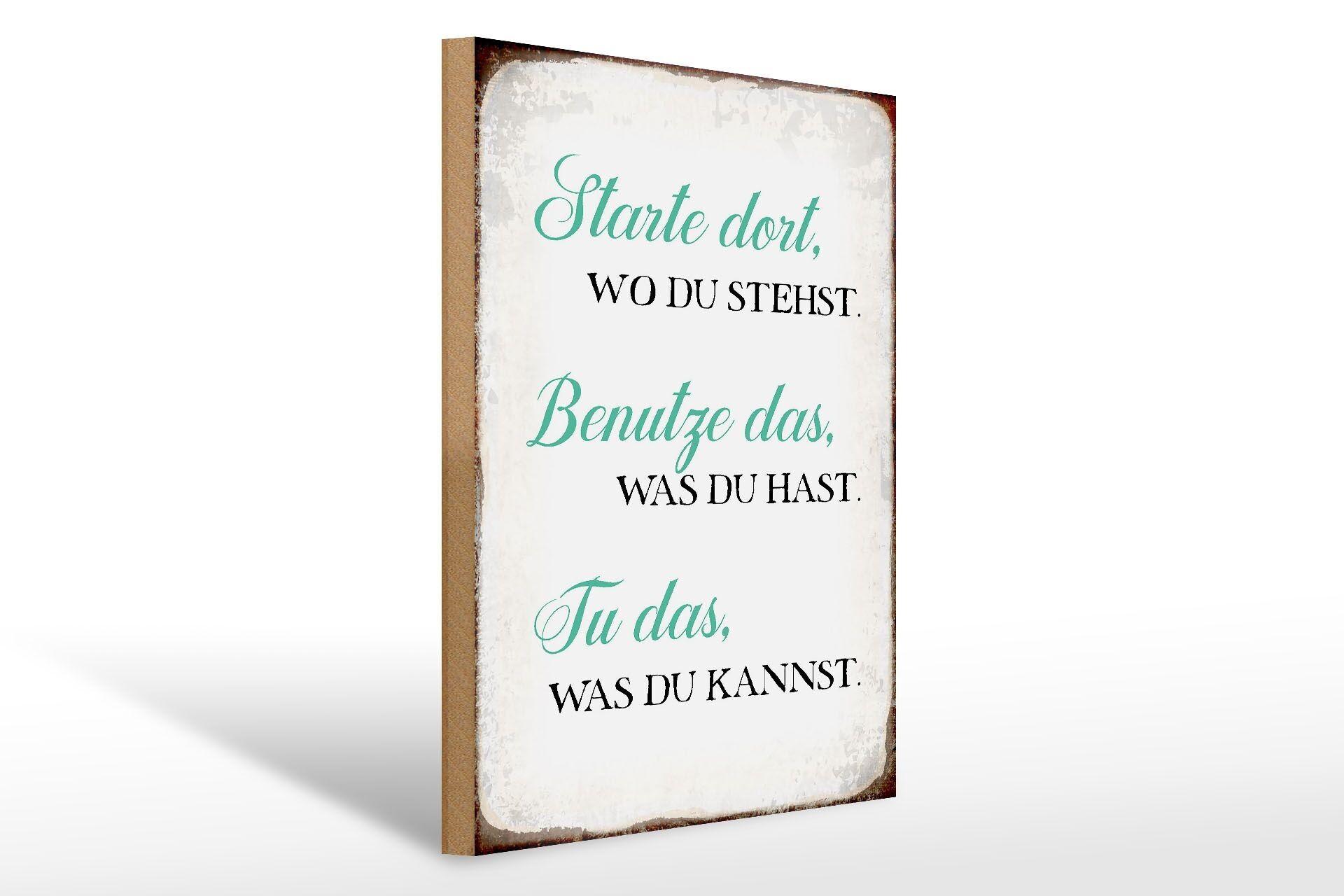 Cartello in legno che dice 30x40 cm inizia da dove ti trovi, fallo