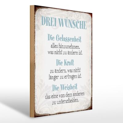 Holzschild Spruch 30x40cm 3 Wünsche Gelassenheit Kraft