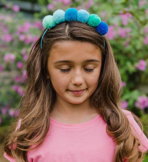 Blue Pom Pom Alice Band