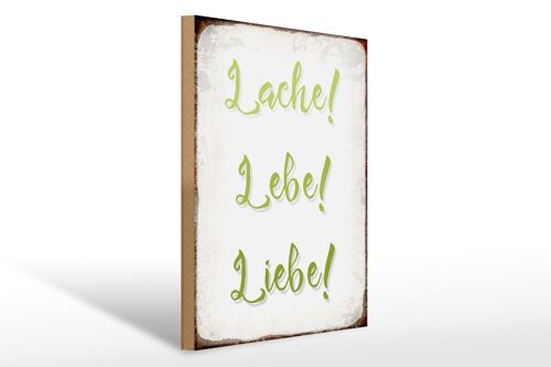 Holzschild Spruch 30x40cm lache lebe liebe Retro Geschenk