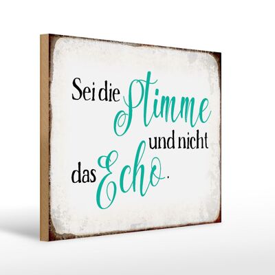 Holzschild Spruch 40x30cm sei die Stimme nicht das Echo