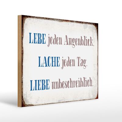 Holzschild Spruch 40x30cm liebe lache jeden Tag Geschenk