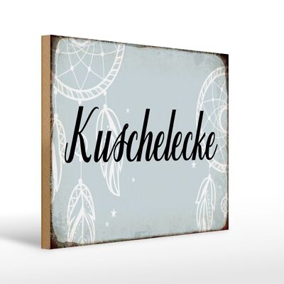 Holzschild Spruch 40x30cm Kuschelecke Geschenk