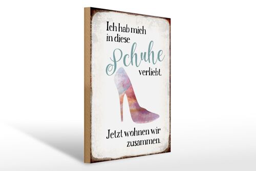 Holzschild Spruch 30x40cm hab mich in Schuhe verliebt