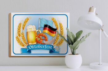 Panneau en bois note 40x30cm saucisse bretzel bière Oktoberfest 3