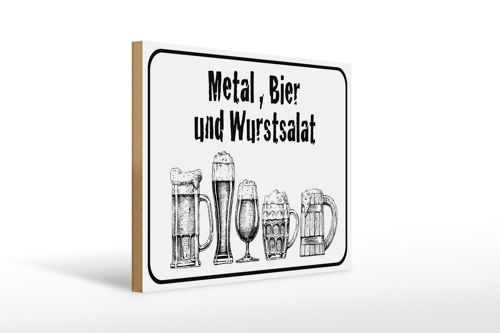Holzschild Hinweis 40x30cm Bier und Wurstsalat