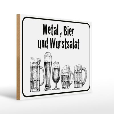 Holzschild Hinweis 40x30cm Bier und Wurstsalat