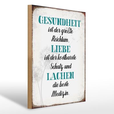 Holzschild Spruch 30x40cm Gesundheit Liebe Lachen Medizin