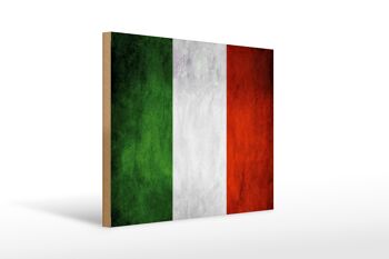 Drapeau panneau en bois 40x30cm drapeau Italie 1