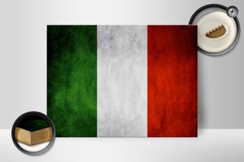 Drapeau panneau en bois 40x30cm drapeau Italie 2