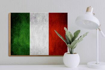 Drapeau panneau en bois 40x30cm drapeau Italie 3