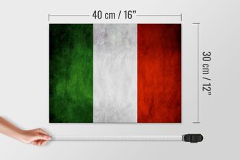 Drapeau panneau en bois 40x30cm drapeau Italie 4