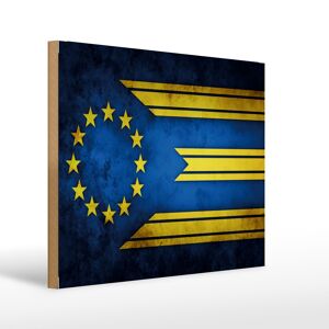 Drapeau panneau en bois 40x30cm drapeau Europe